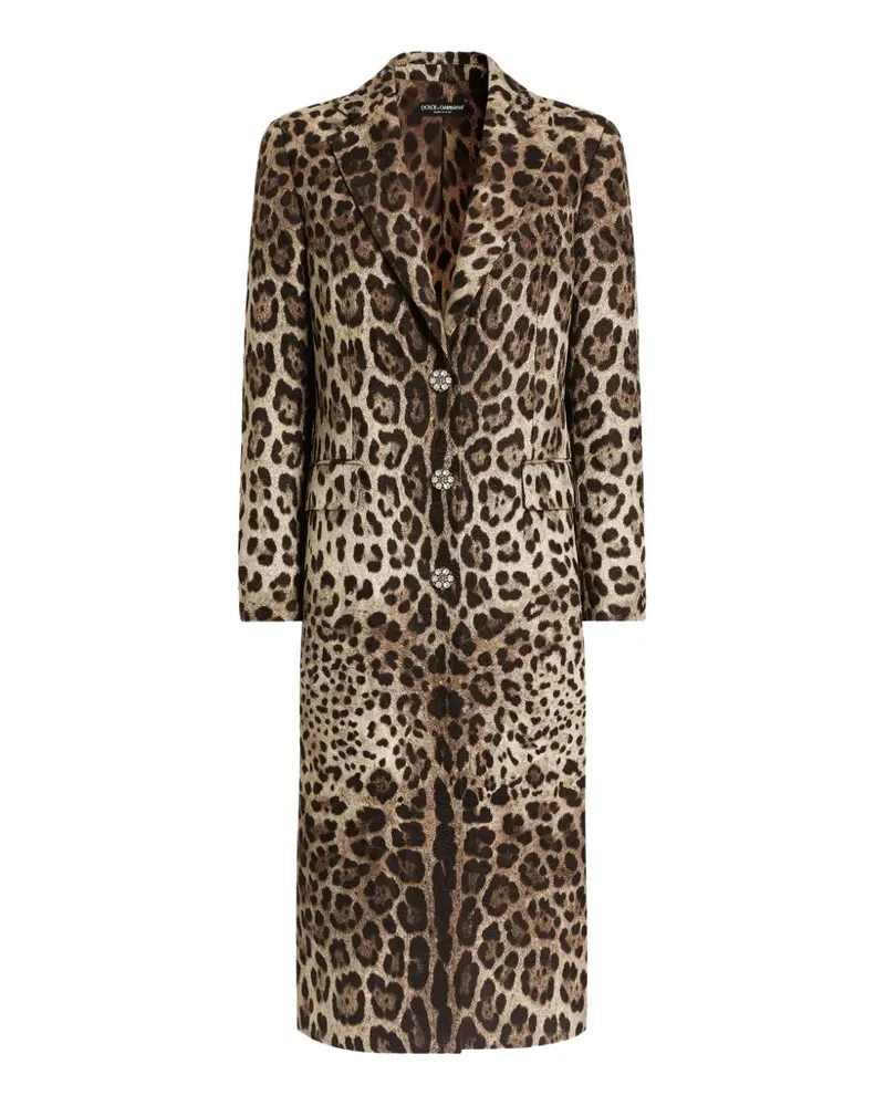 Dolce & Gabbana leo-print brocade single-breasted coat with jewel buttons - Nude Nude