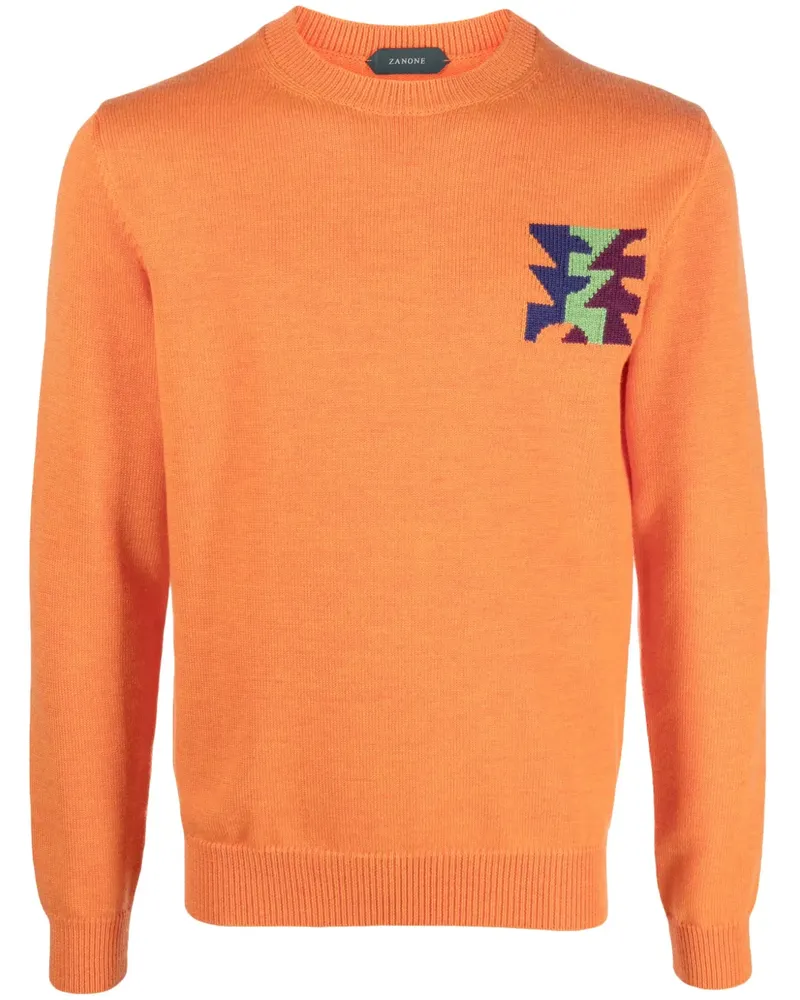 Zanone x La Tigre Pullover mit geometrischem Intarsienmuster - Orange Orange