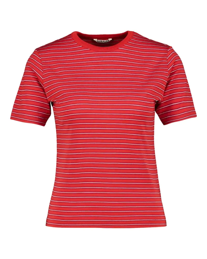 AURALEE Gestreiftes T-Shirt - Rot Rot