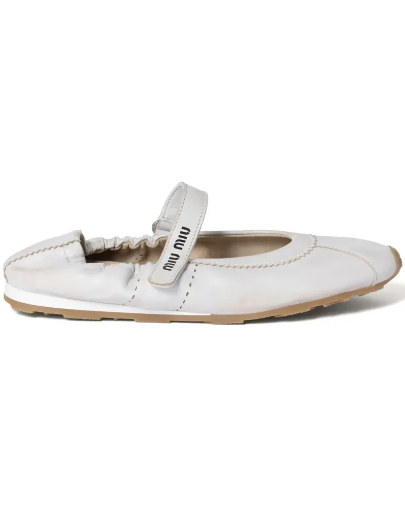 Miu Miu Ballerinas aus Leder - Weiß Weiß