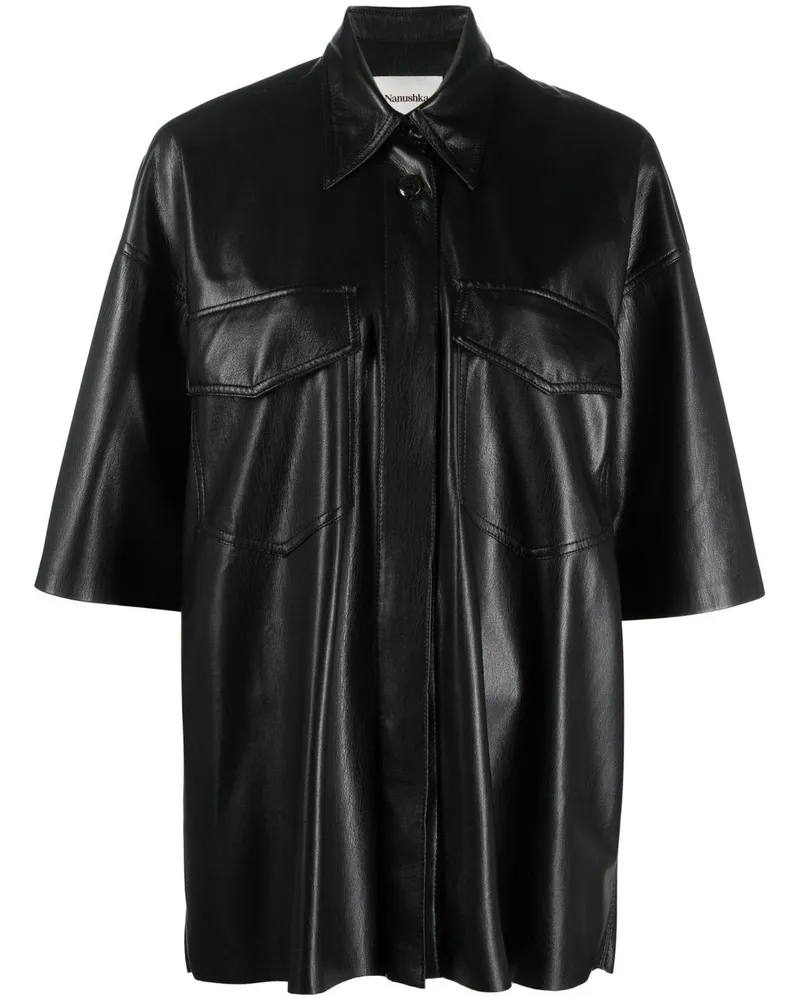 Nanushka Hemd aus Faux-Leder - Schwarz Schwarz