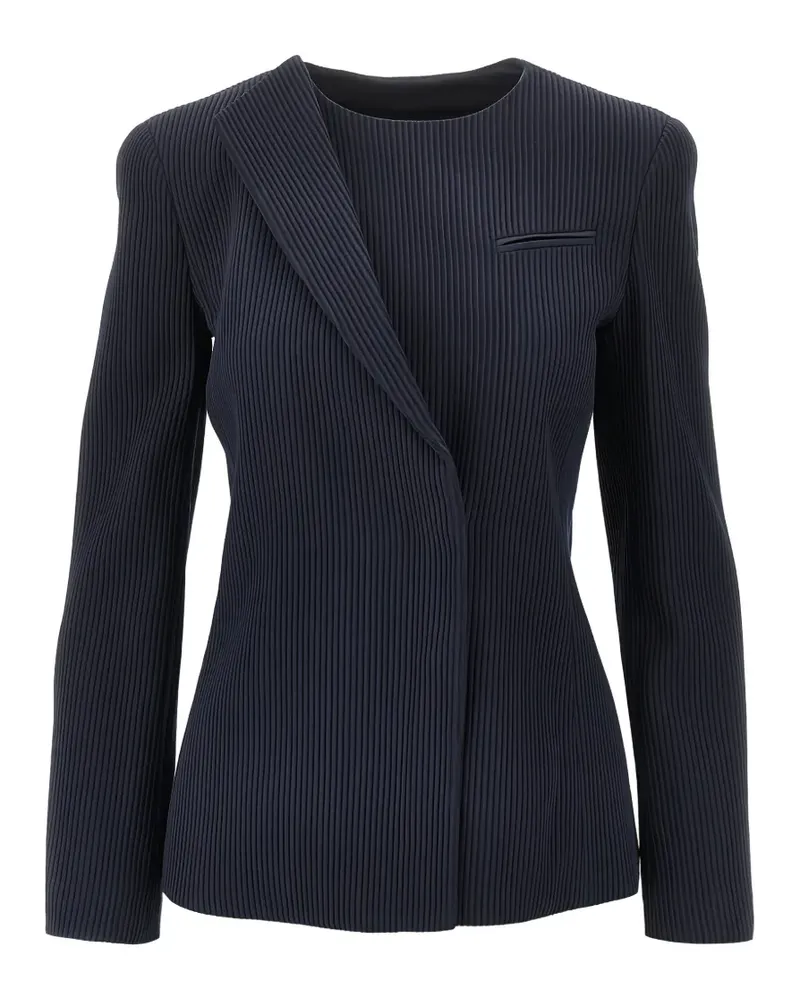 Emporio Armani asymmetric ribbed blazer - Blau Blau