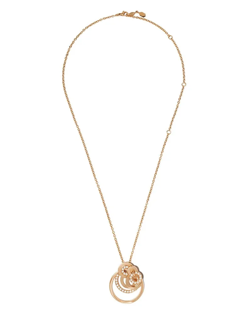 De Grisogono 18kt Rotgoldhalskette mit runden Diamantenanhängern - Rosa Rosa