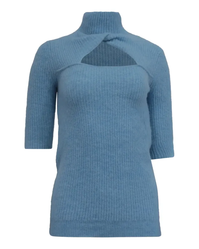 Ganni 2022 fine-knit cut-out sweater - Blau Blau