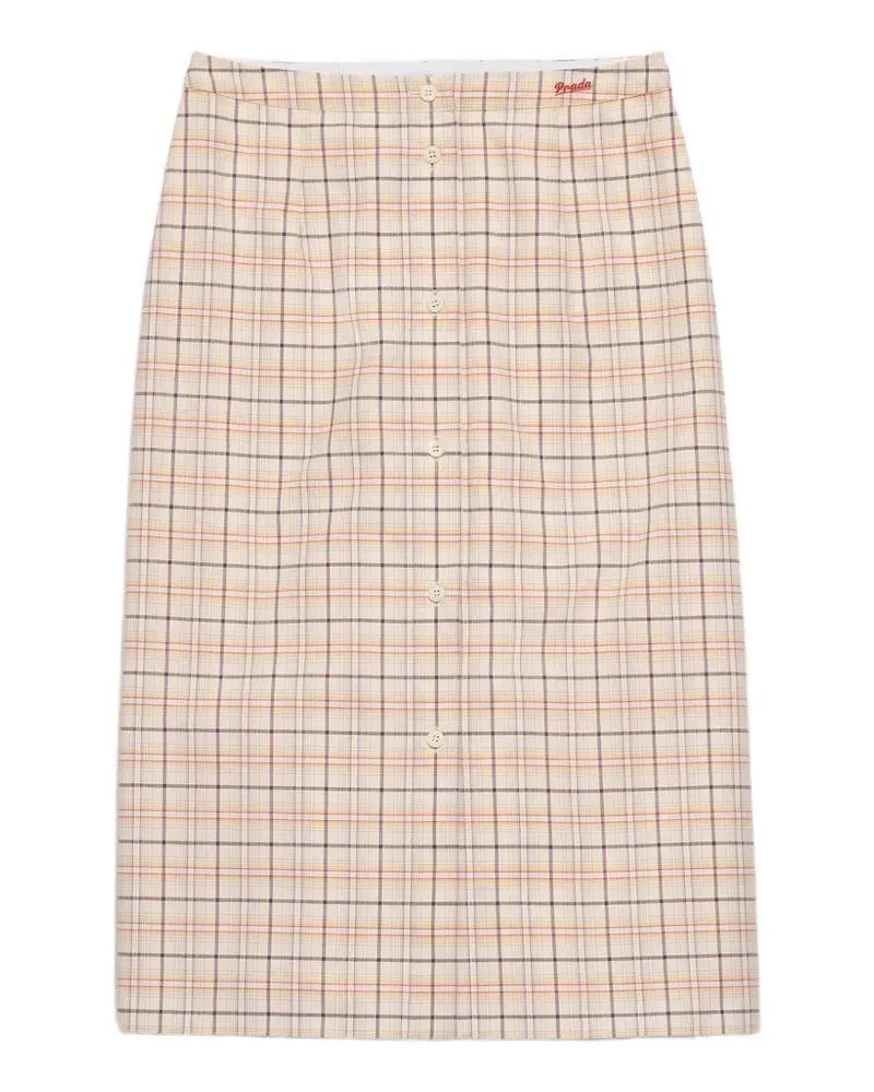 Prada checked cotton poplin pencil skirt - Nude Nude