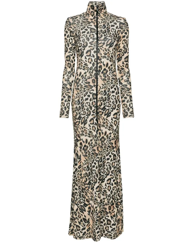 Nanushka Maxikleid mit Leoparden-Print Nude