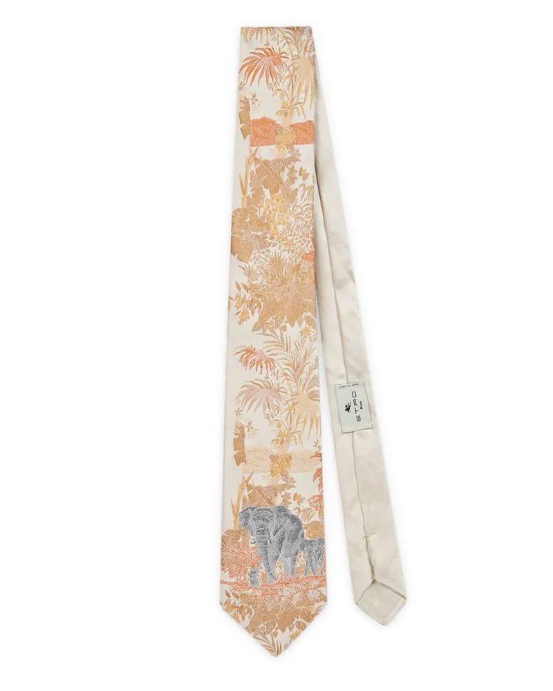 Etro Gemusterte Seidenkrawatte - Nude Nude