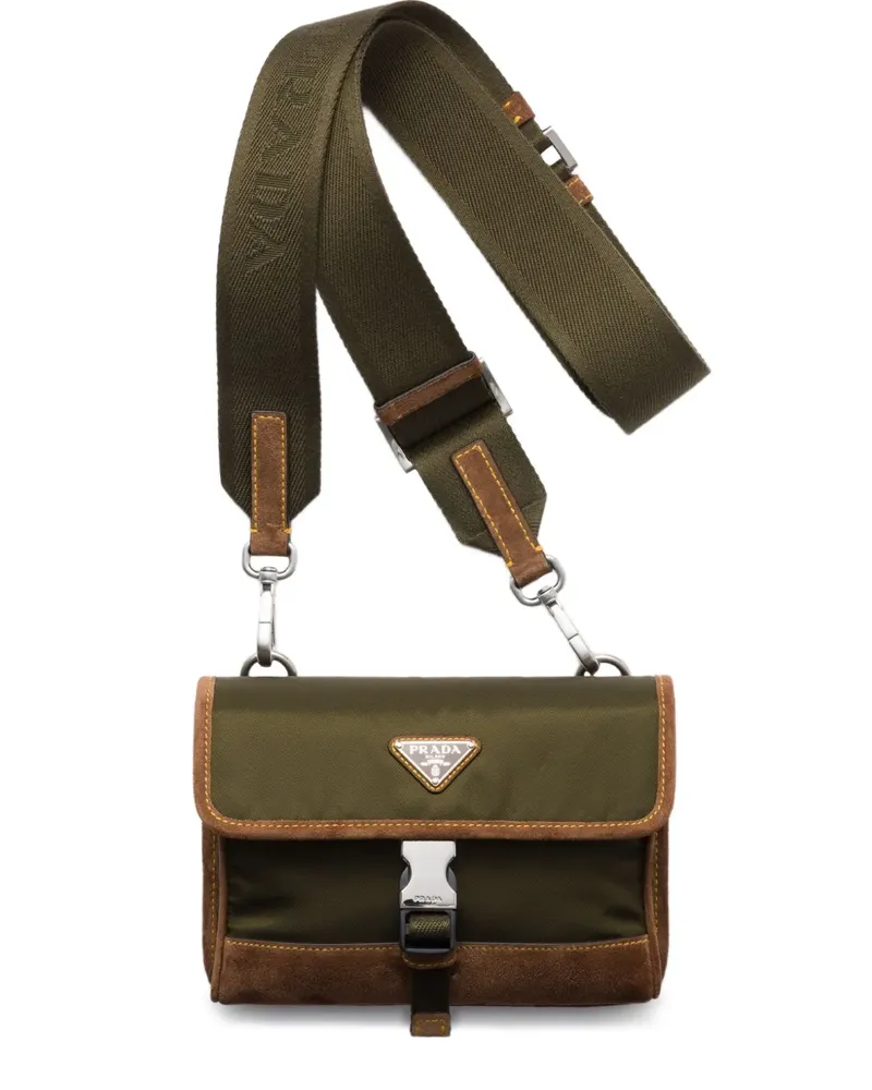 Prada Schultertasche aus Canvas mit Klappe - Grün Grün
