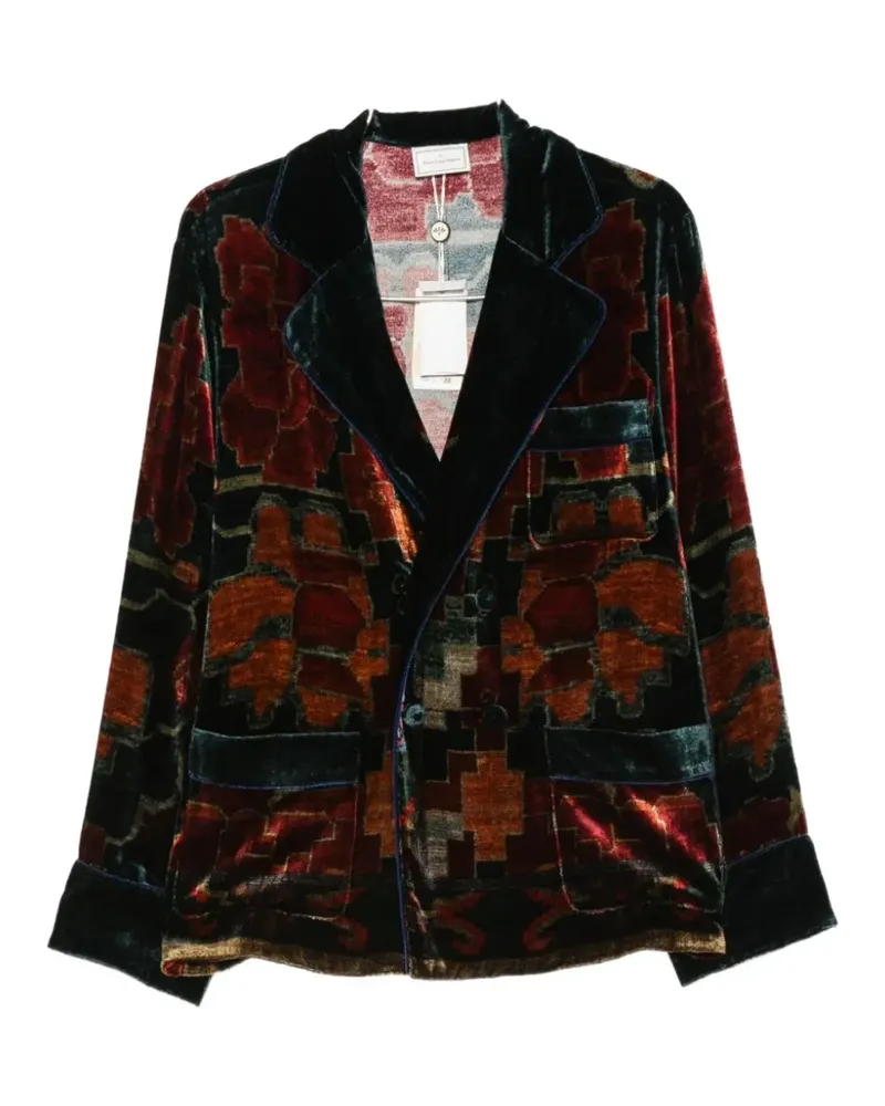 Pierre-Louis Mascia Kanpur velvet geometric-pattern blazer - Grün Grün