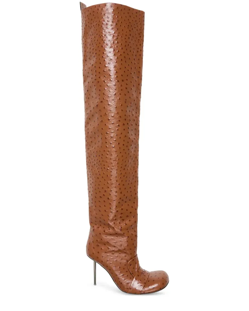 Acne Studios Stiletto-Stiefel mit Straußen-Print 100mm - Braun Braun