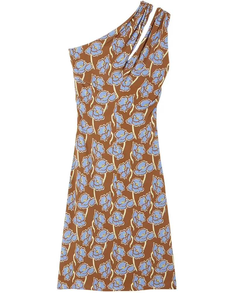 Versace Poppies One-Shoulder-Midikleid - Braun Braun