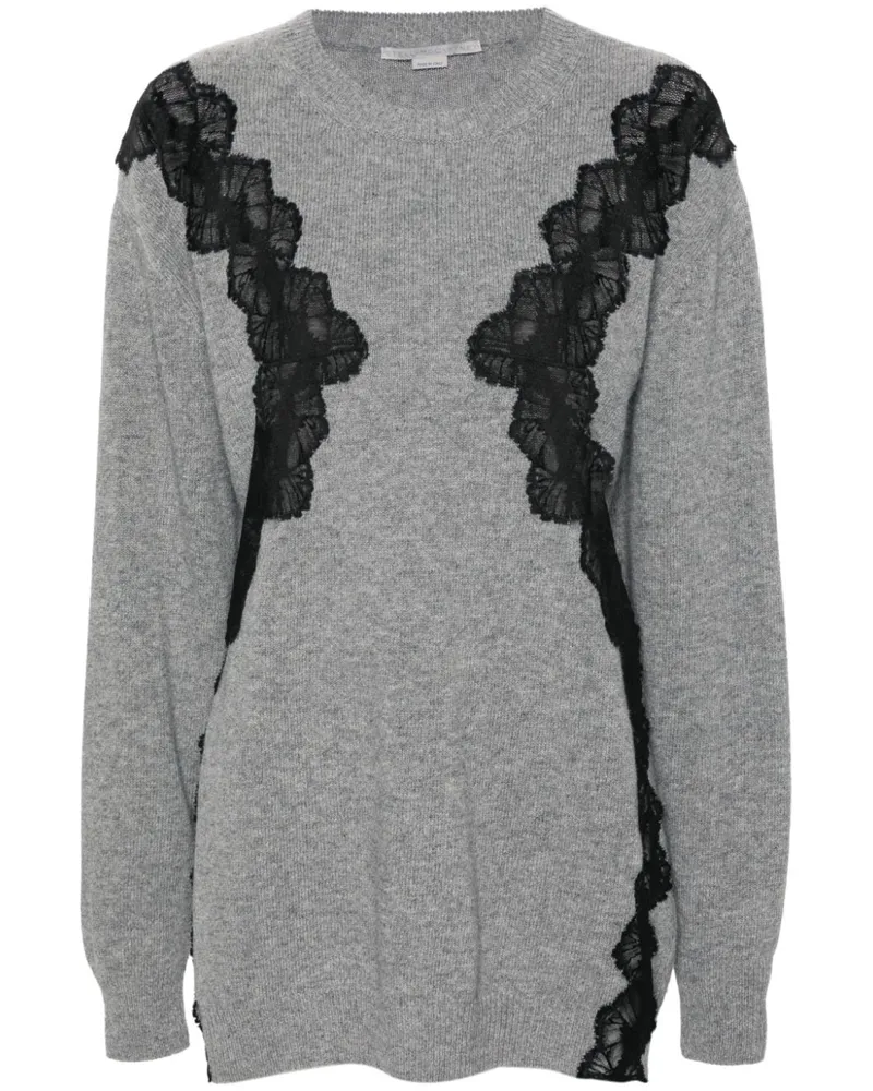 Stella McCartney Woll-Minikleid mit Spitze - Grau Grau