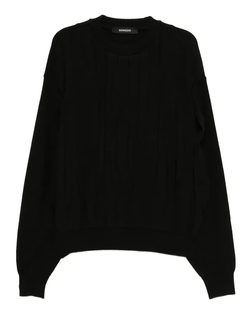 SONGZIO Gerafftes Sweatshirt - Schwarz Schwarz