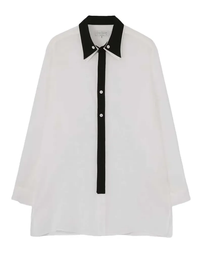 Yohji Yamamoto Hemd mit Kragen im Layering-Look - Weiß Weiß