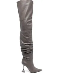 Amina Muaddi Olivia Overknee-Stiefel 95mm Grau