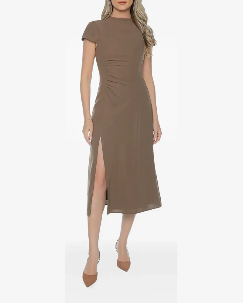 Armani Exchange ruched-detail midi dress - Braun Braun