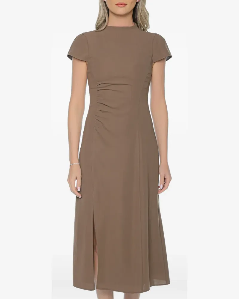 Armani Exchange ruched-detail midi dress - Braun Braun