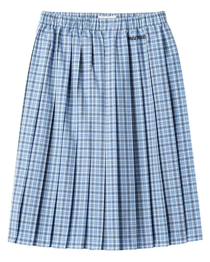 Miu Miu Karierter Faltenrock - Blau Blau