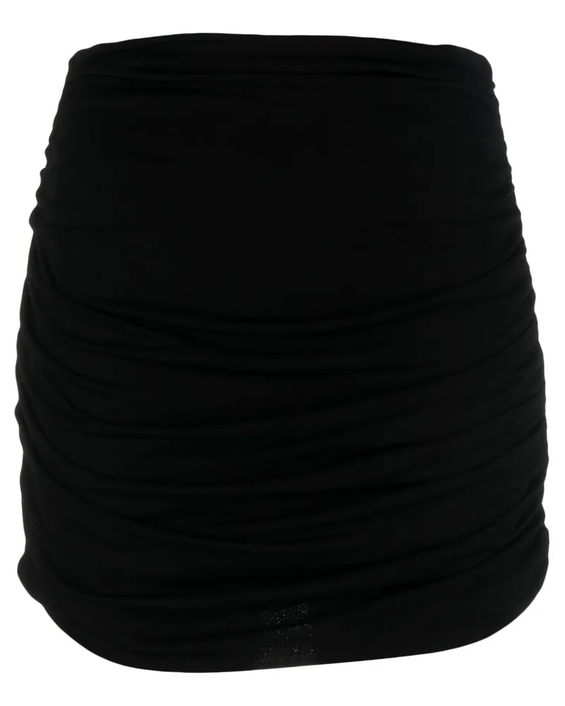 Tory Burch Geraffter Minirock mit hohem Bund - Schwarz Schwarz