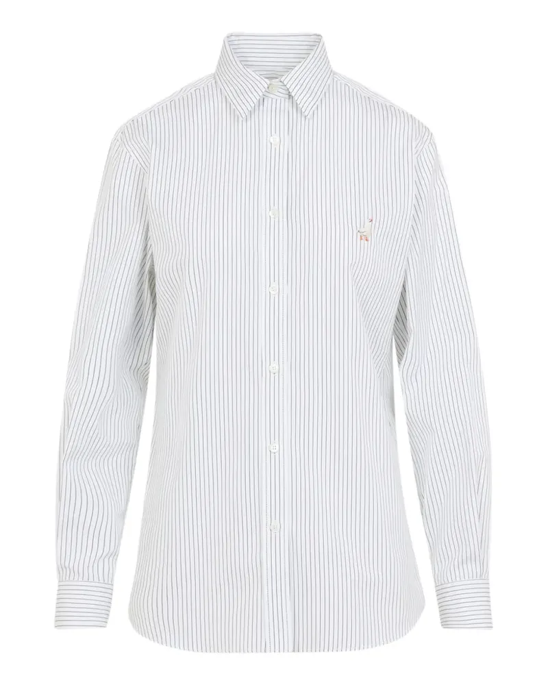 Moschino striped embroidered-goose shirt - Weiß Weiß