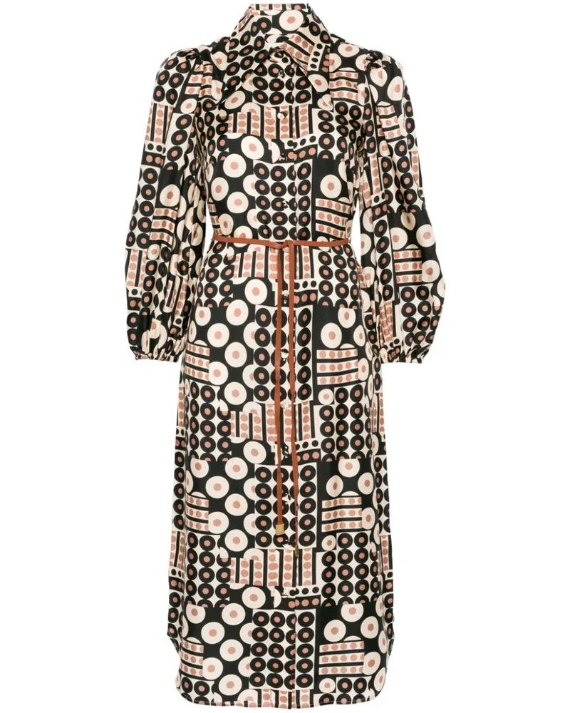 Zimmermann Illustration Midikleid - Braun Braun