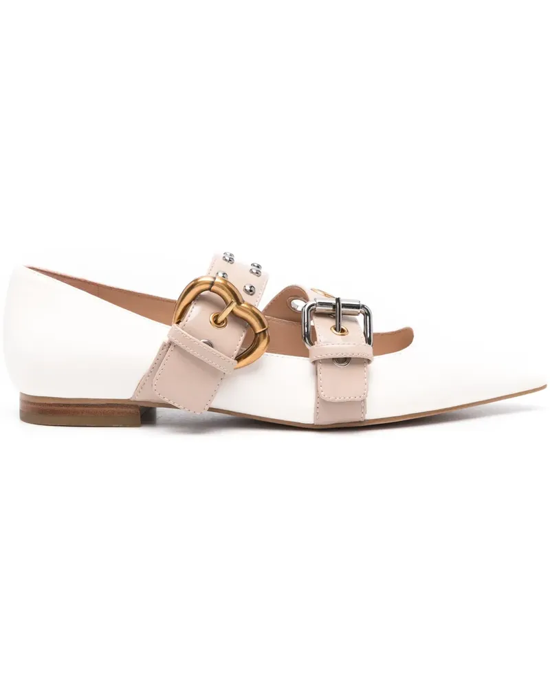 Pinko Ballerinas mit Schnallenriemen - Weiß Weiß