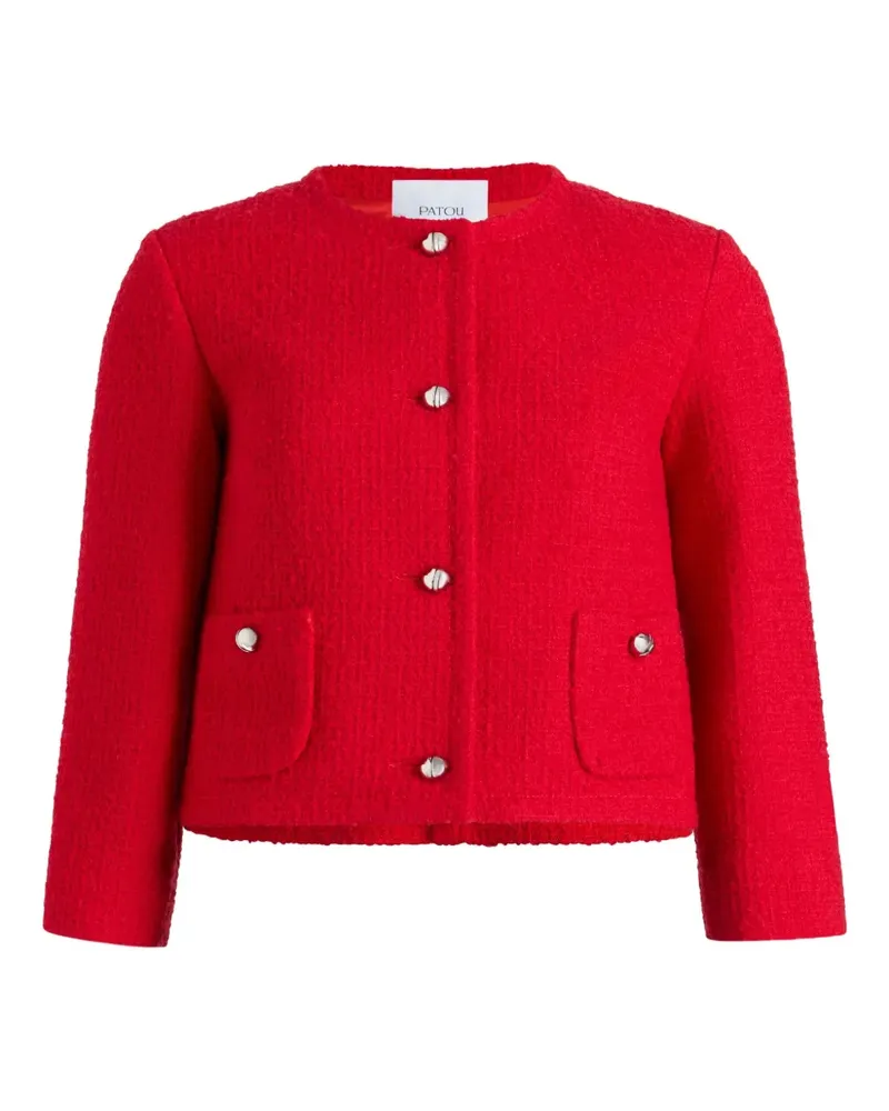 Patou Tweed-Jacke ohne Kragen - Rot Rot