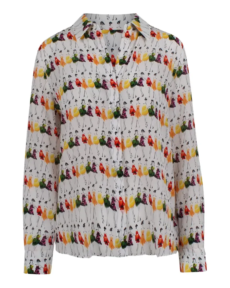 Alice + Olivia graphic-print long-sleeve shirt - Weiß Weiß