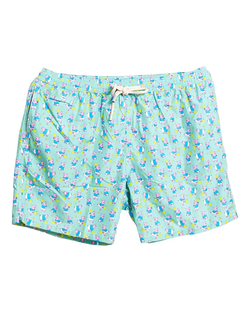 MC2 Saint Barth Kordelzug-Badeshorts mit Schweine-Print - Grün Grün