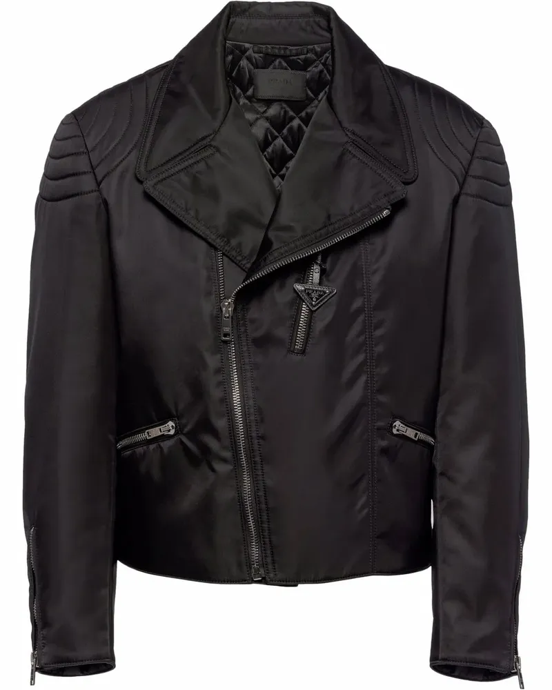 Prada Bikerjacke aus Re-Nylon - Schwarz Schwarz