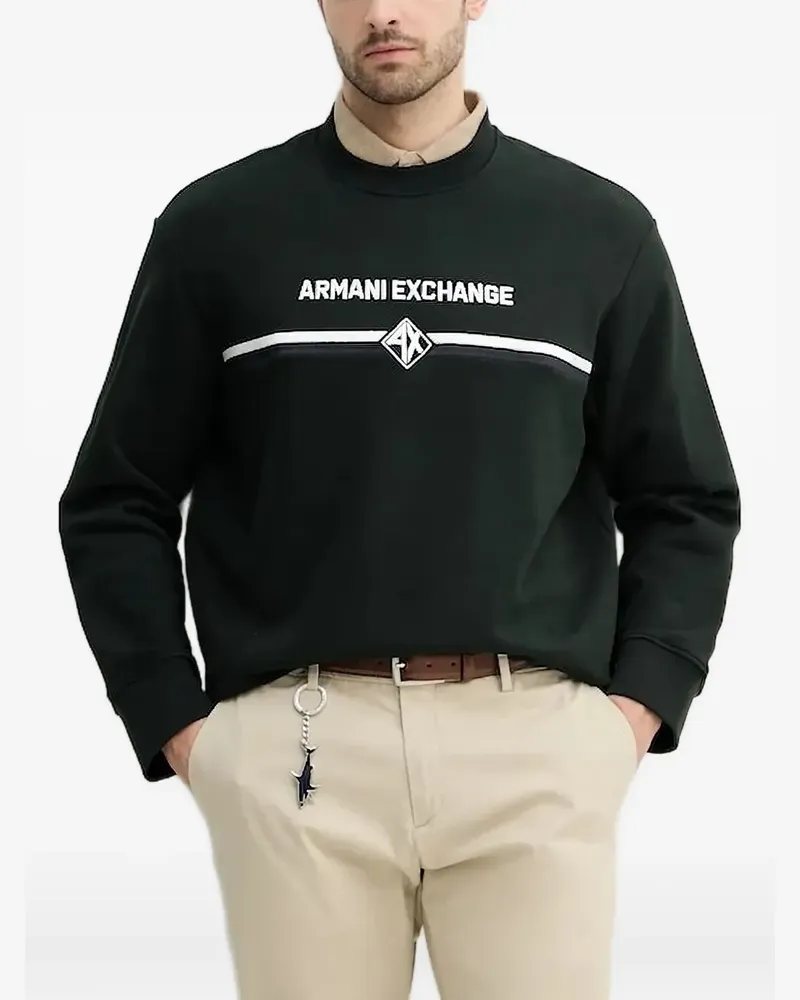 Armani Exchange Gestreiftes Sweatshirt mit Logo - Schwarz Schwarz