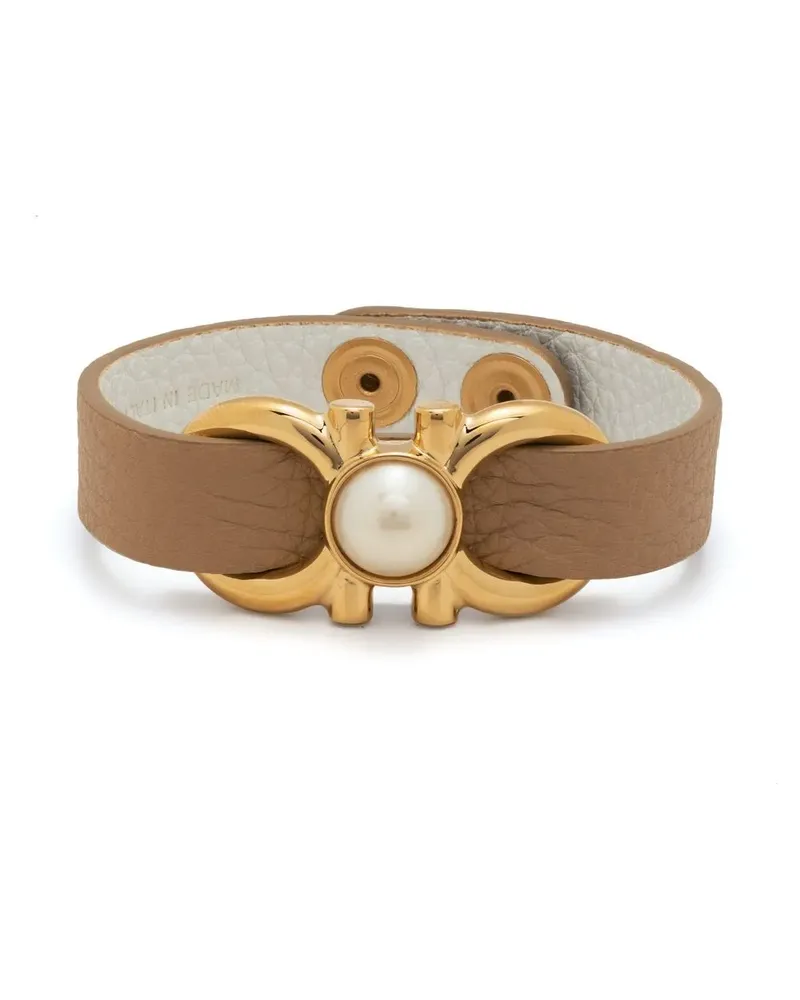 Ferragamo Lederarmband mit Gancini-Detail - Nude Nude