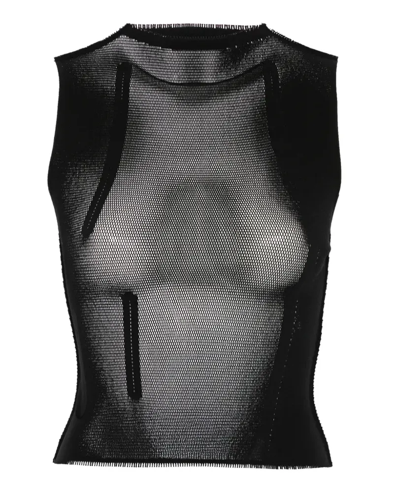 Issey Miyake mesh panelled top - Schwarz Schwarz