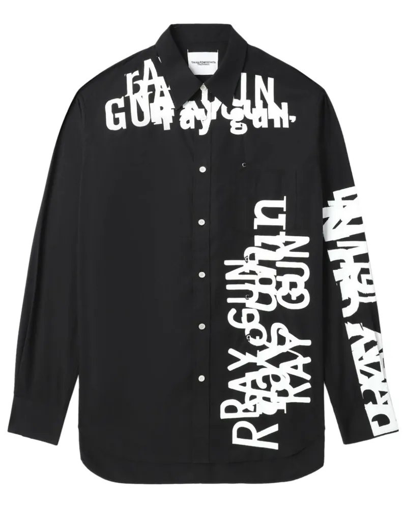 TheSoloIst Zweifarbiges Hemd mit Buchstaben-Print - Schwarz Schwarz