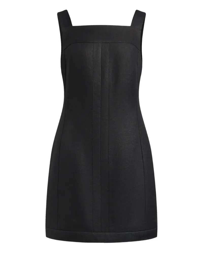 12 STOREEZ square-neck linen mini dress - Schwarz Schwarz