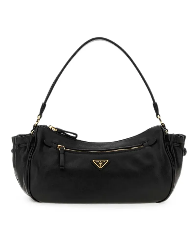 Prada small logo-plaque leather tote bag - Schwarz Schwarz