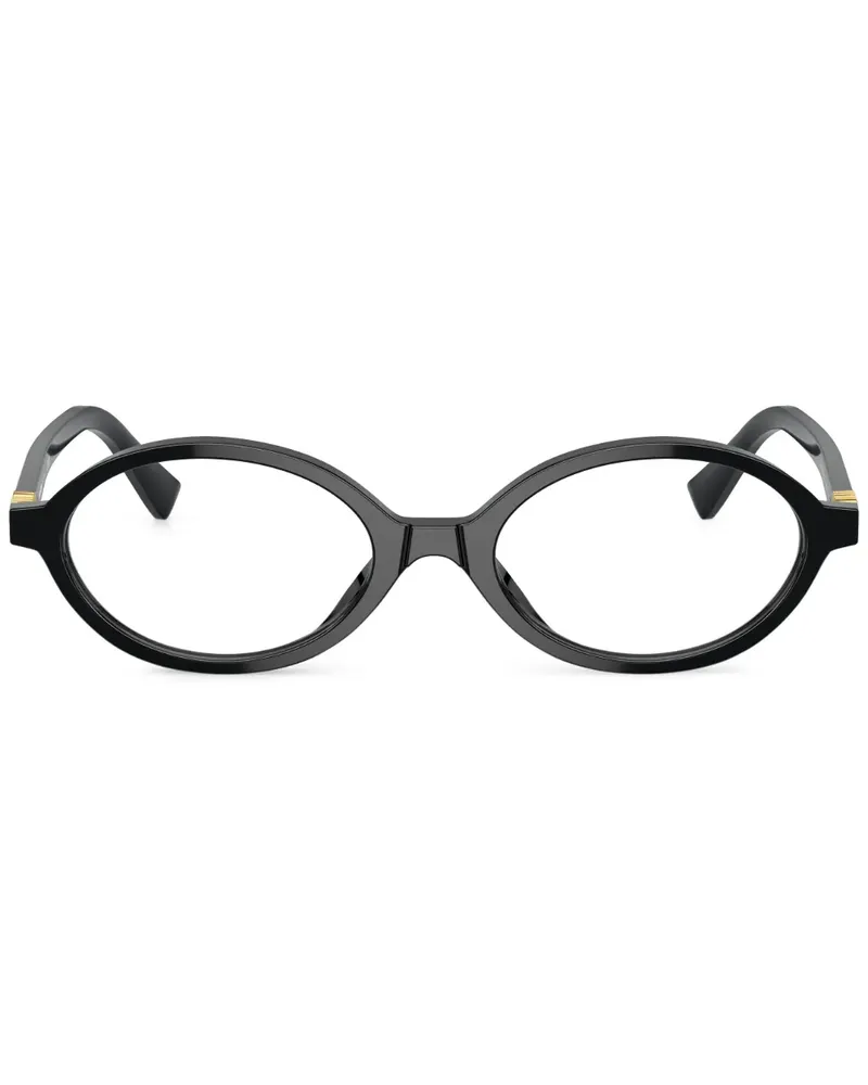 Miu Miu Oversized-Sonnenbrille mit Logo - Schwarz Schwarz