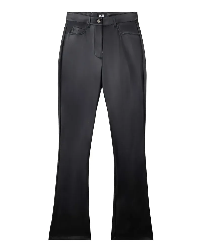 GCDS flare-leg faux-leather trousers - Schwarz Schwarz