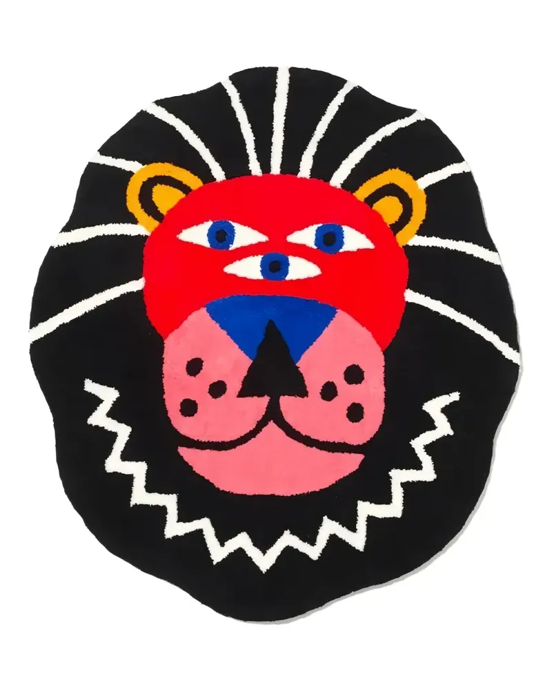Qeeboo Oggian Leo Teppich (100cm x 80cm) - Schwarz Schwarz