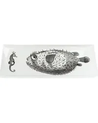 Fornasetti Teller mit Kugelfischmotiv Schwarz