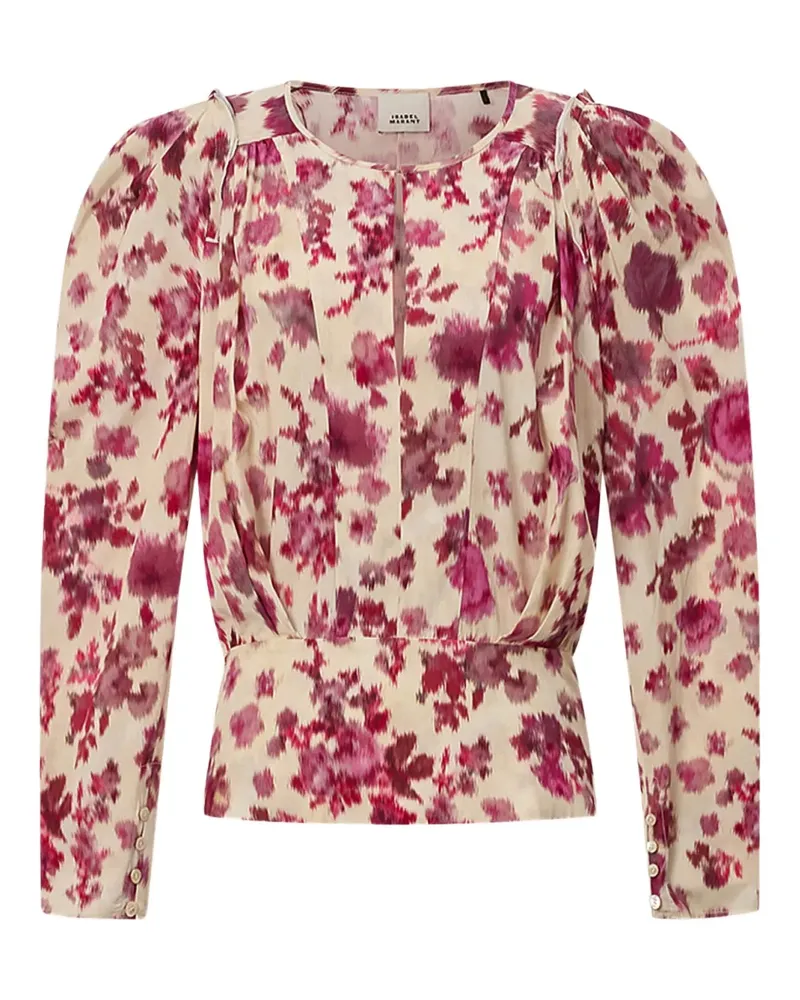 Isabel Marant Zarga Seidenoberteil mit Blumen - Nude Nude