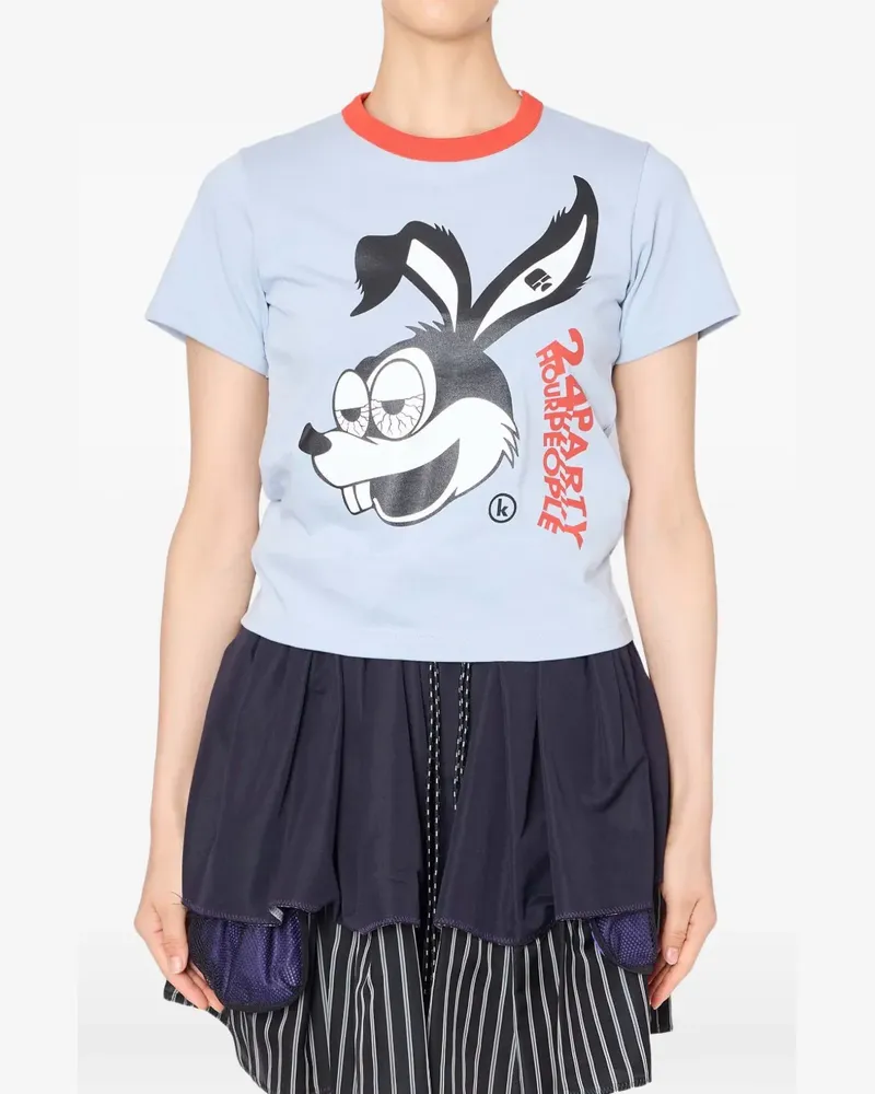 kolor rabbit-print T-shirt - Blau Blau