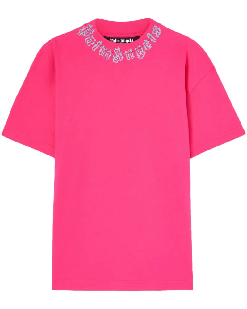 Palm Angels T-Shirt mit Kragen-Logo - Rosa Rosa