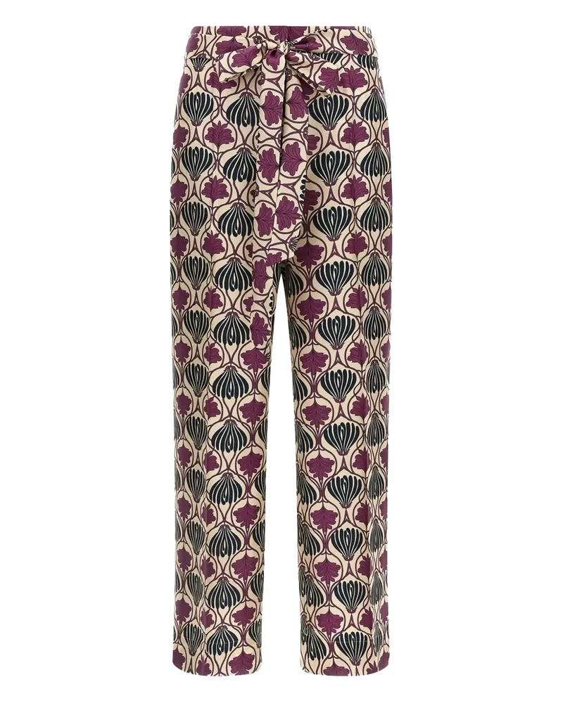 Max Mara floral-print belted trousers - Nude Nude