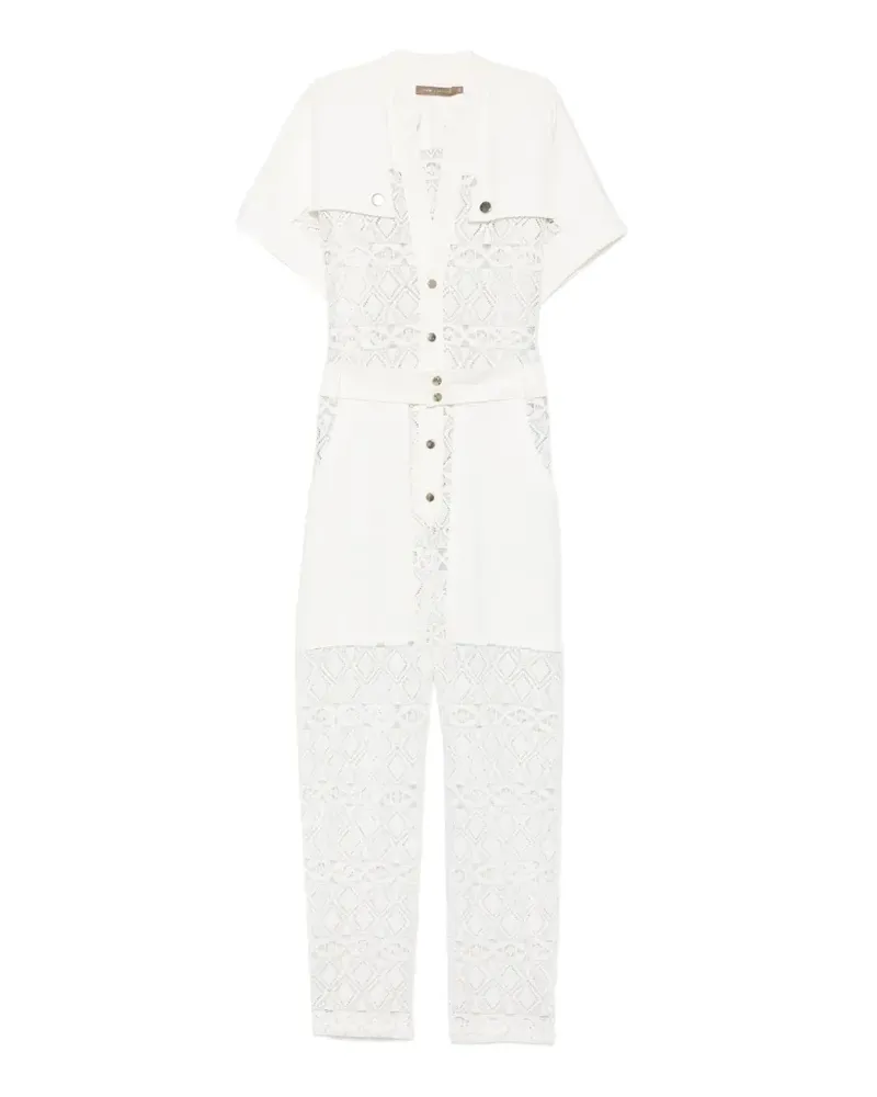 Simona Corsellini Jumpsuit mit Blumenspitze - Weiß Weiß