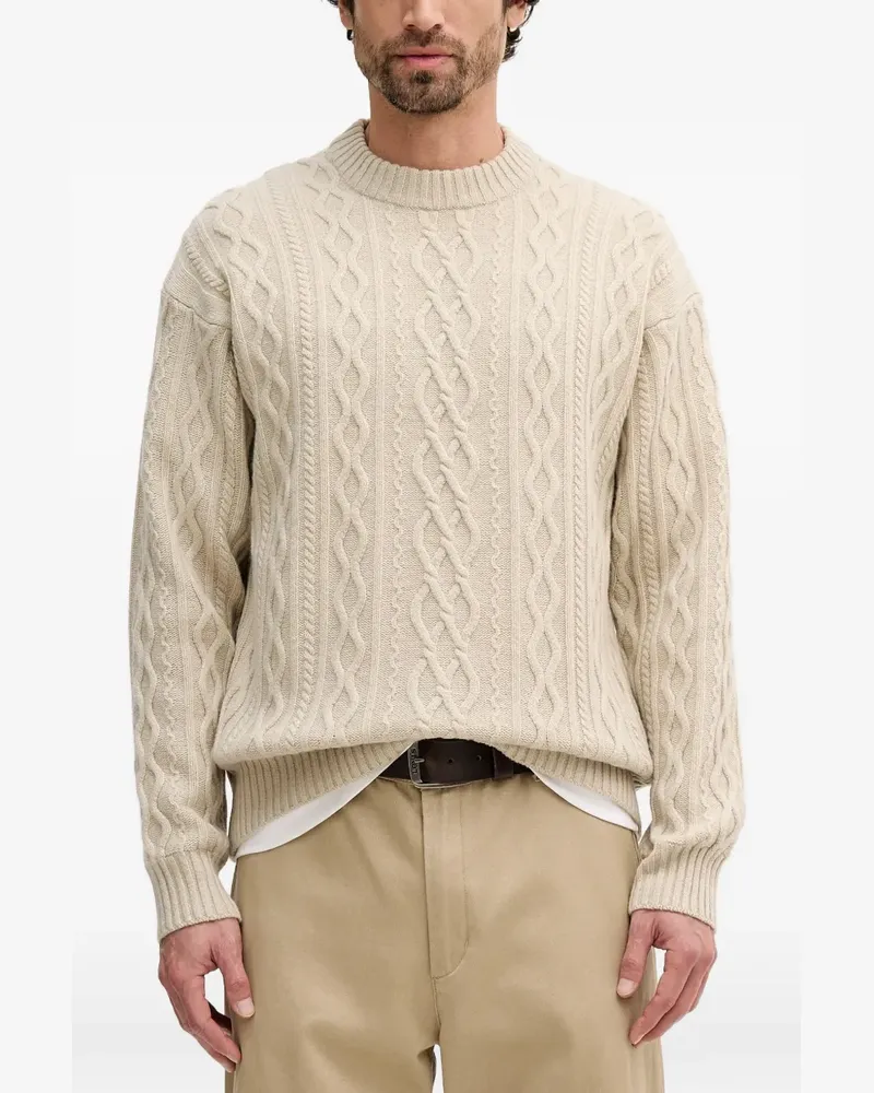 HUGO BOSS cable-knit crew-neck sweater - Nude Nude