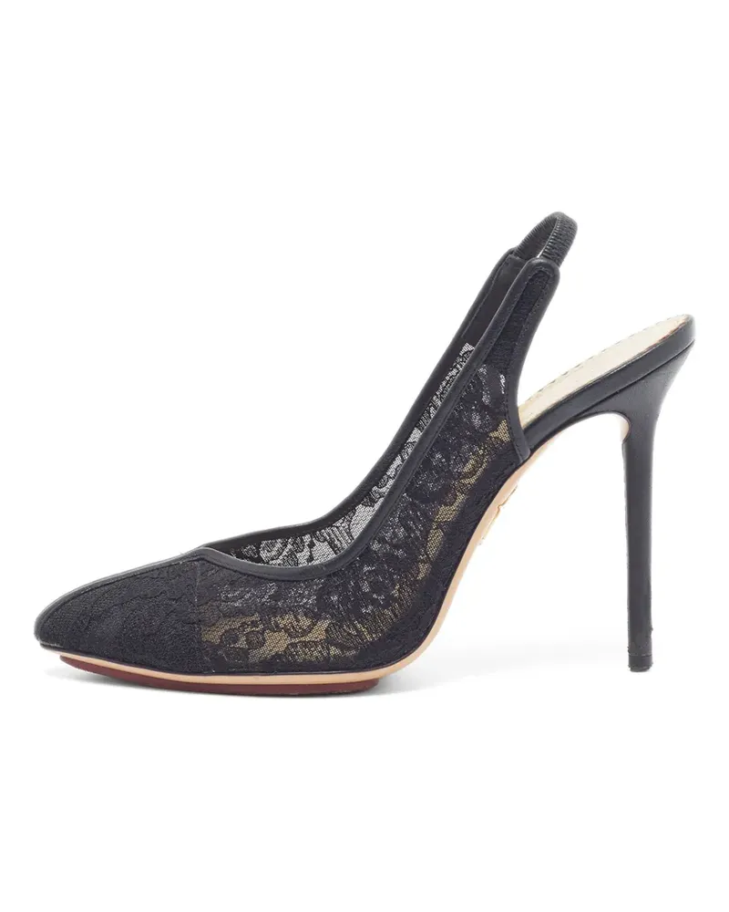 Charlotte Olympia lace slingback pumps - Schwarz Schwarz