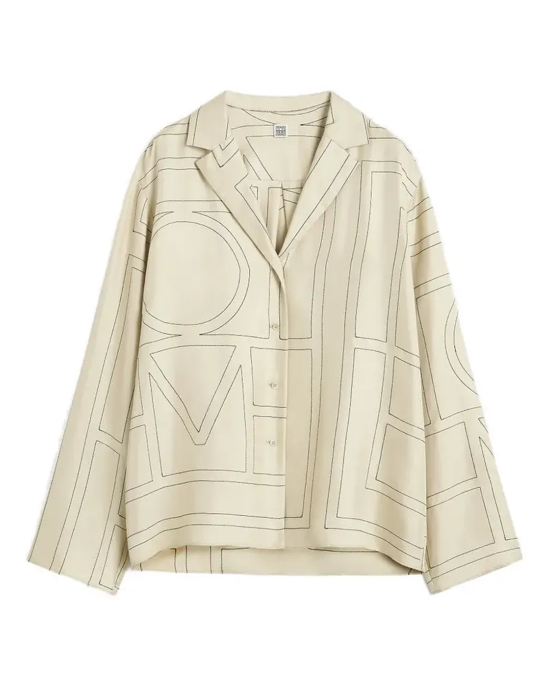 Totême Seidentop mit Monogramm-Print - Nude Nude