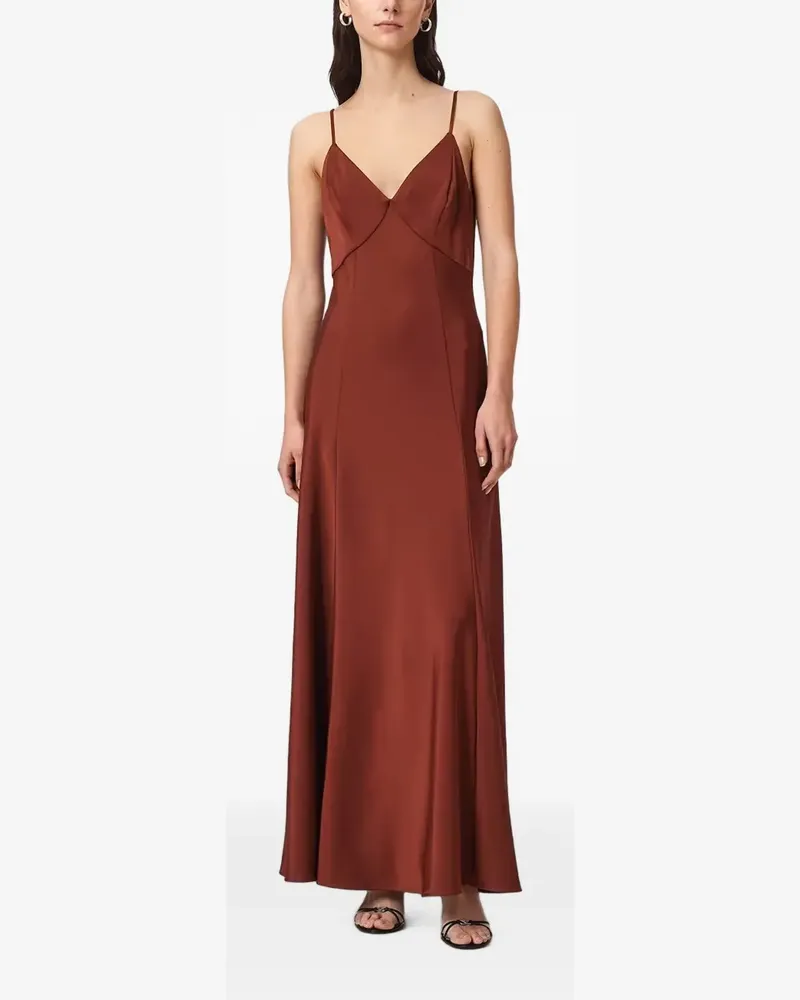 AllSaints Maxikleid mit V-Ausschnitt - Braun Braun