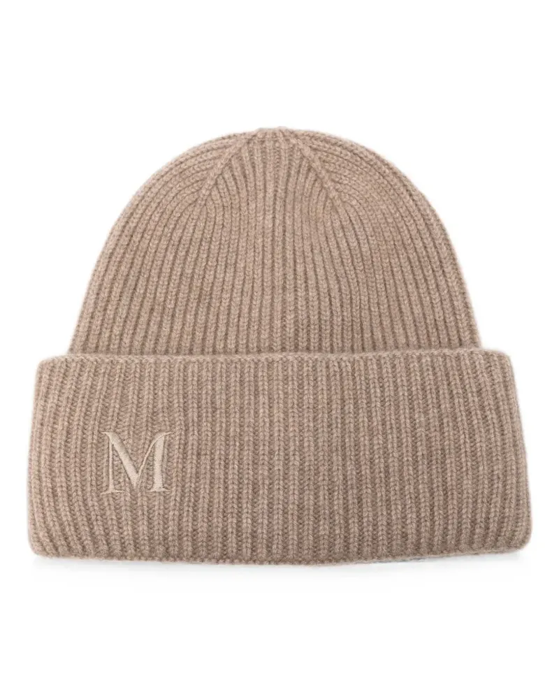 Max Mara Gerippte Beanie mit Logo-Stickerei - Nude Nude